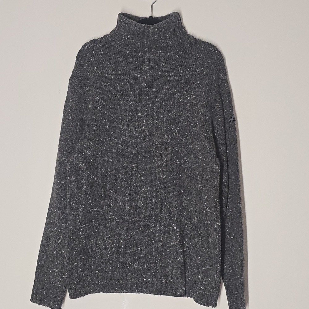 Vintage Aigle Lambswool Turtleneck Sweater Women's L Gray Long Cozy‎ Knit Chunky
